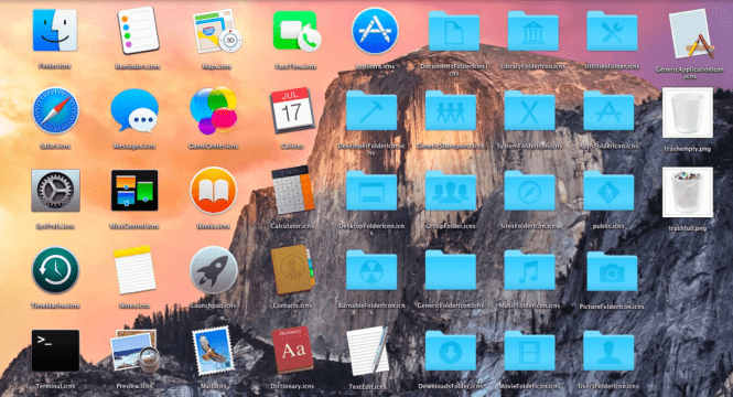 Mac OS X Yosemite 10.10.5 icons and interface design