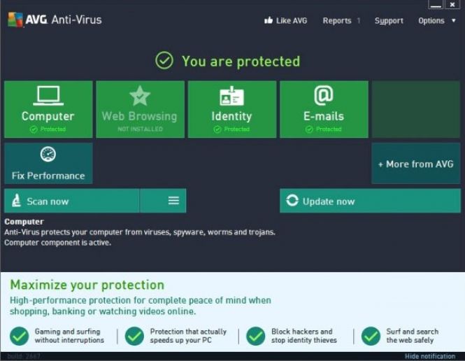 AVG Antivirus 2016 interface