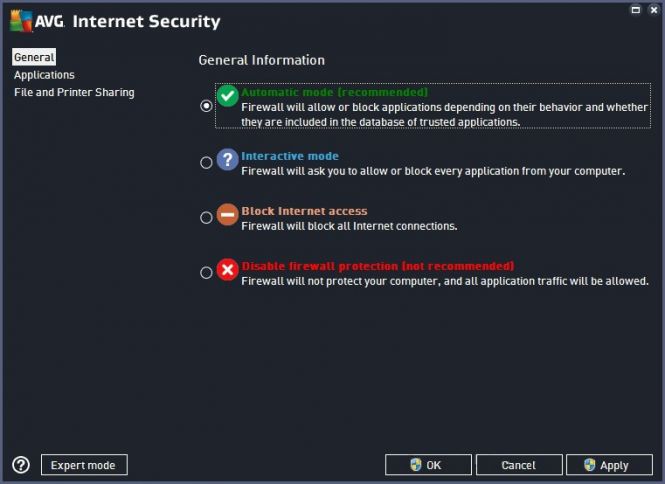 AVG Internet Security 2016 interface