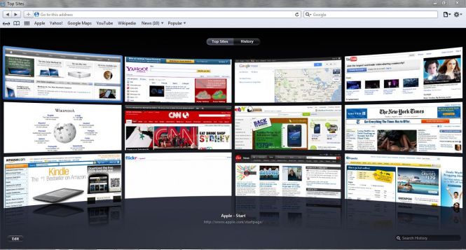 Safari: Top Sites window