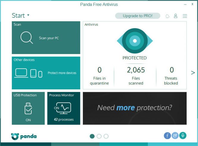 Panda Free Antivirus 2016 interface