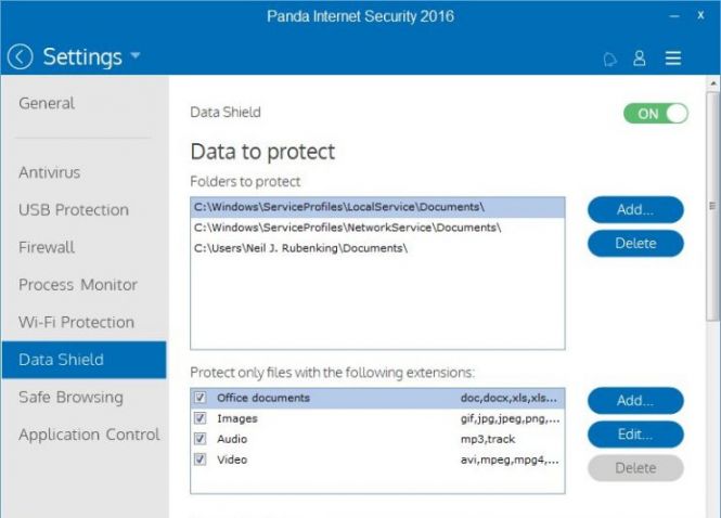Panda Internet Security 2016 Data Shield