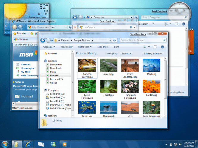 Windows 7 Pro interface