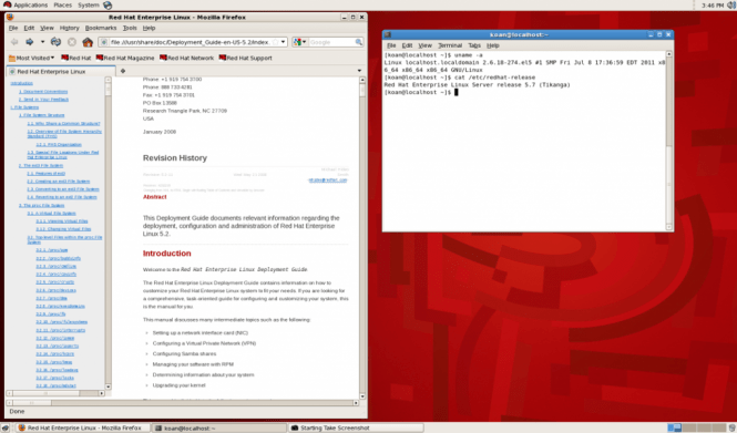 Red Hat Enterprise Linux interface