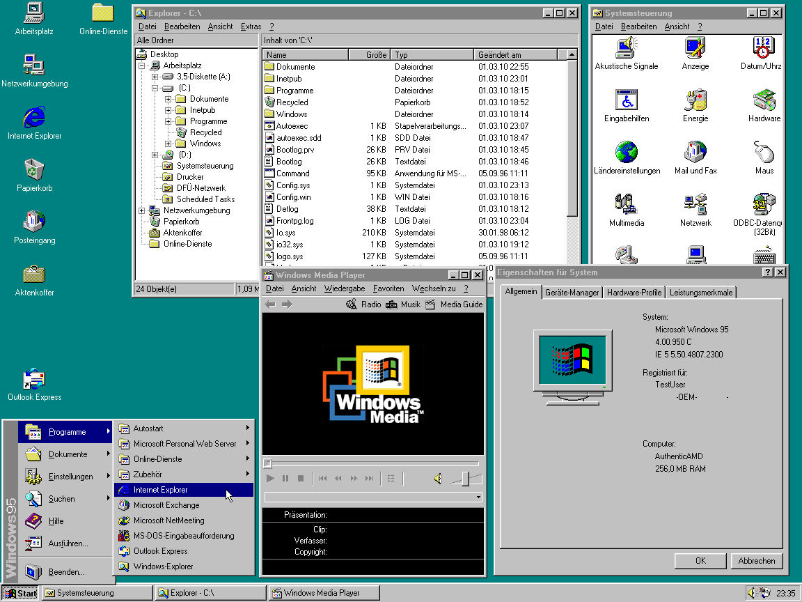 Windows 95 - download ISO in one click. Virus free.