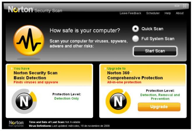 Norton Security Scan interface