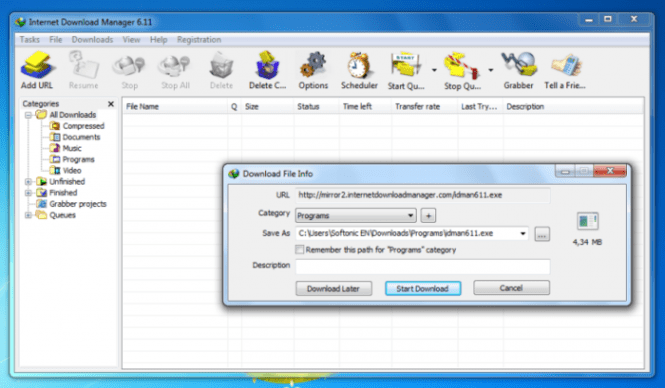 Internet Download Manager interface