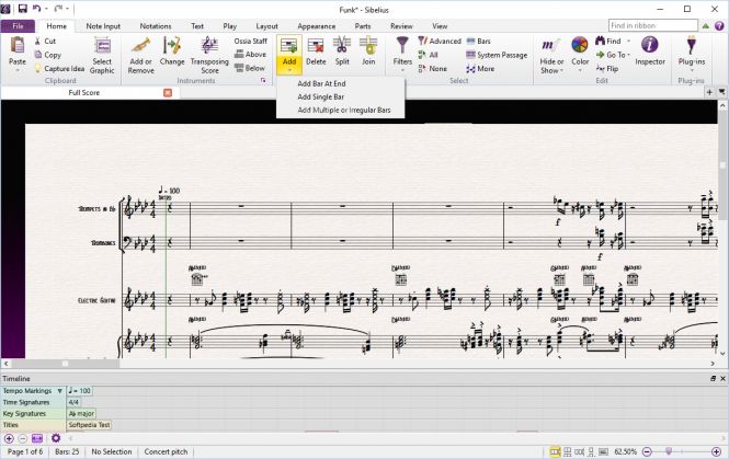 Sibelius 8.1 interface