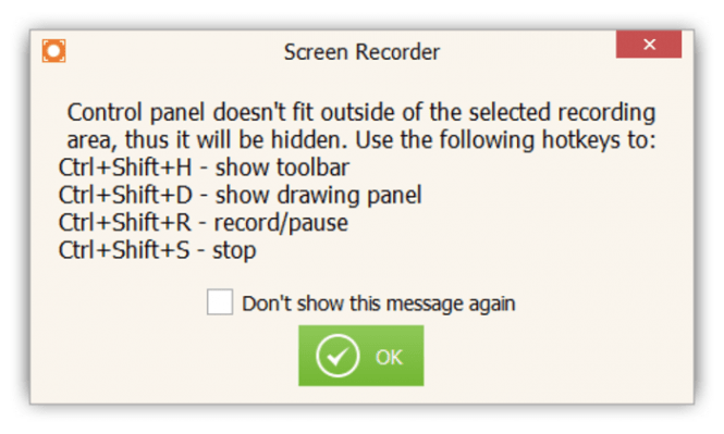 Icecream Screen Recorder hotkey access