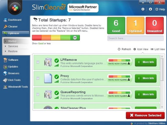 SlimCleaner Plus interface