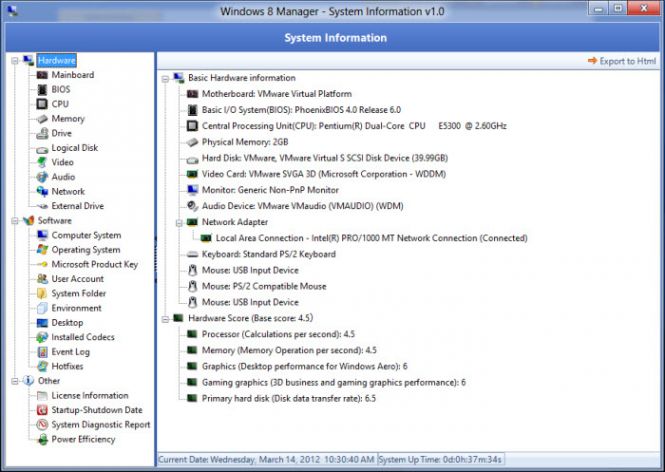 Windows 8 Manager system information tool
