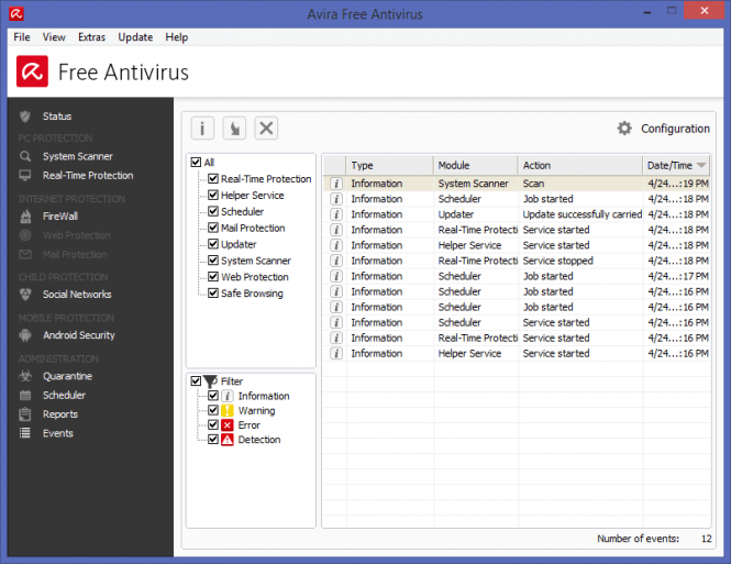 Avira free antivirus scan log