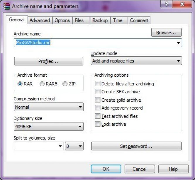 WinRAR Interface