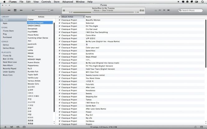 iTunes lists