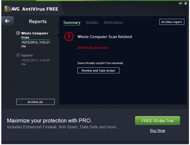 AVG Antivirus FREE 2016 scanning