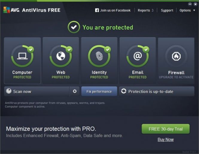 AVG Antivirus FREE 2016 interface