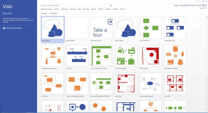 Visio Office Pro 2016 interface