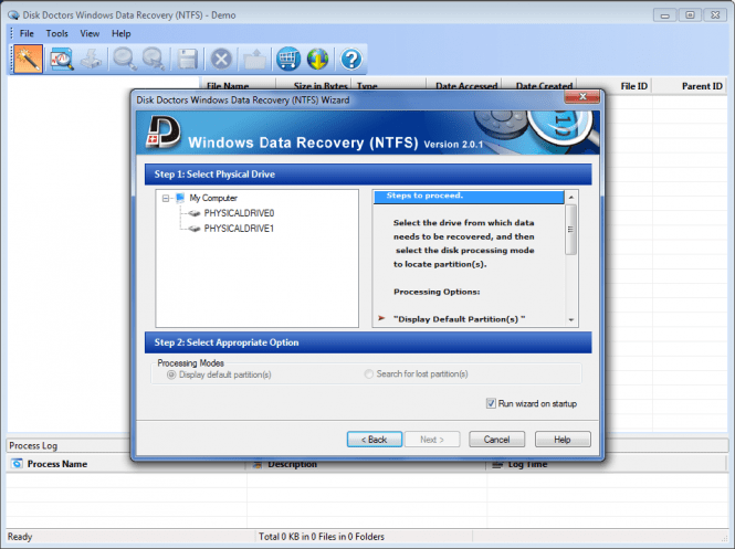 Disk Doctors Windows Data Recovery navigation wizard