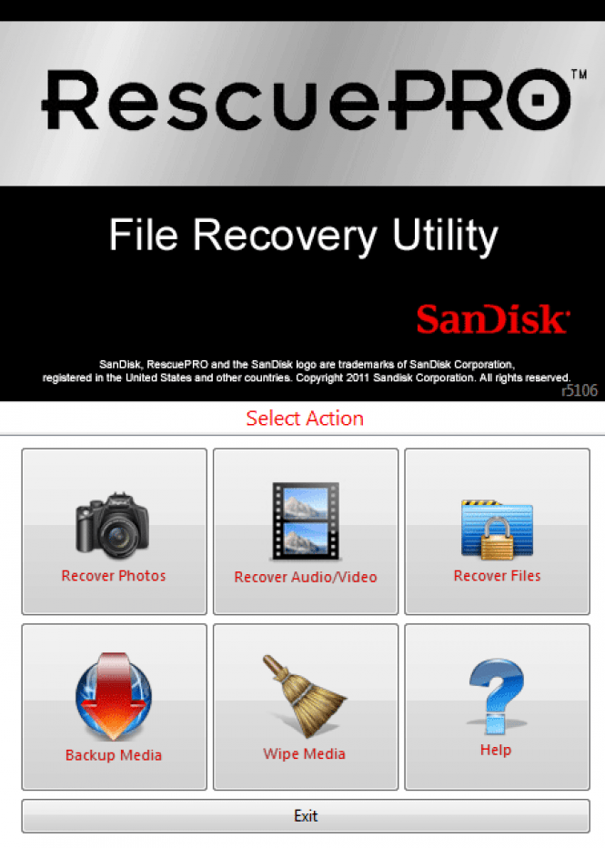 SanDisk Rescue Pro main window