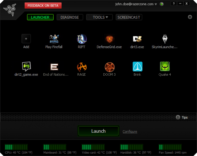 Razer Cortex interface