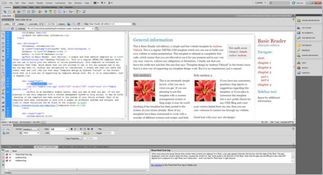 Adobe Dreamweaver working