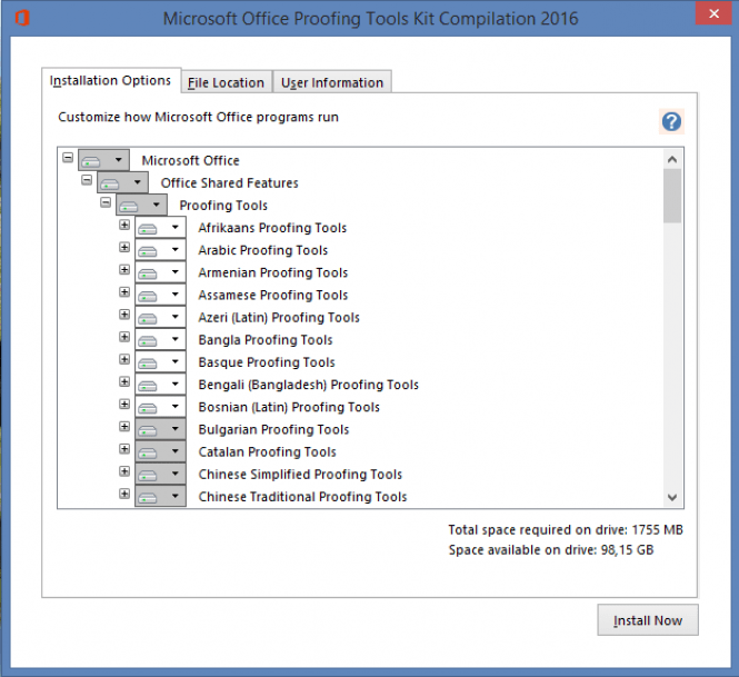 greek language pack for office 2016