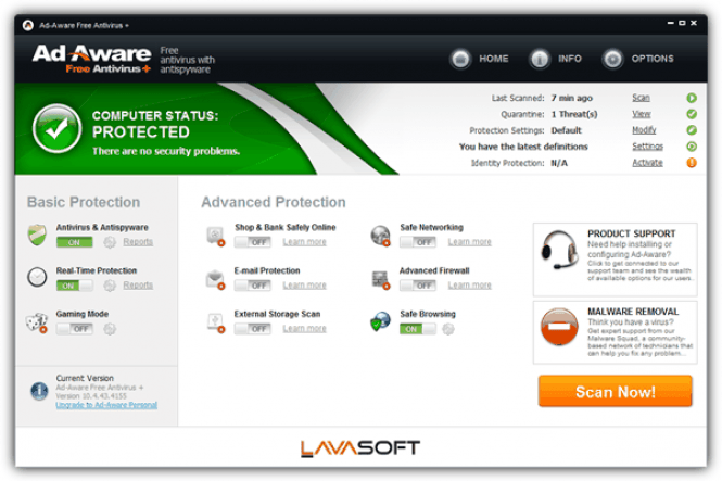 Ad-Aware Free Antivirus + interface