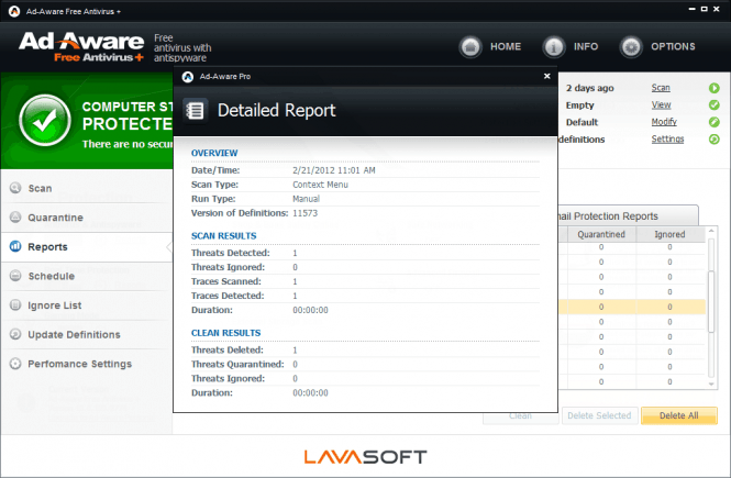 Ad-Aware Free Antivirus + report
