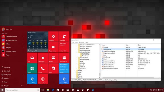 Windows 10 Pro Redstone interface