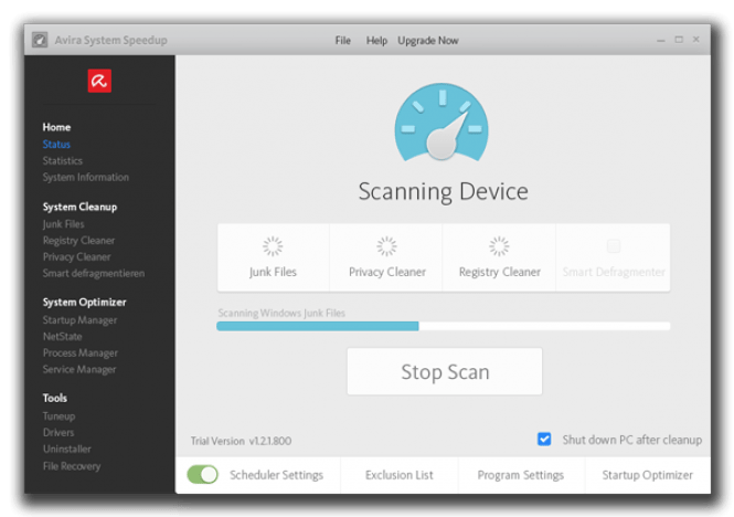 Avira System Speedup scanning