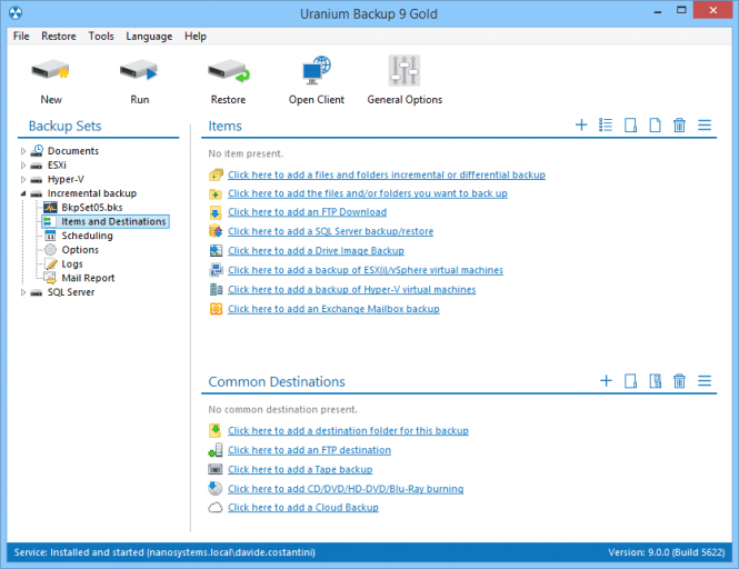 Uranium Backup features