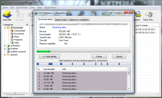 Internet Download Manager downloading