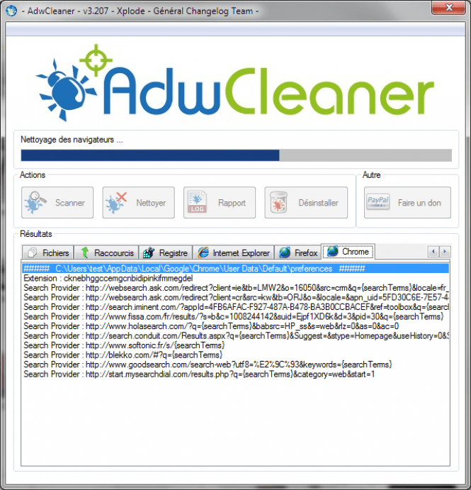 AdwCleaner scanning