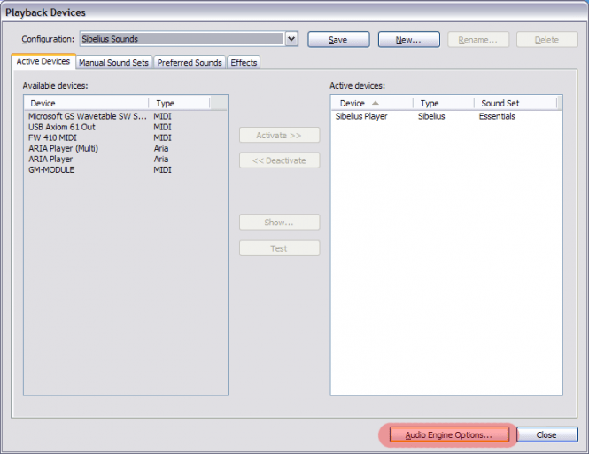 Sibelius 8.1 settings for playback