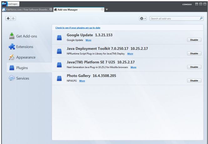 Comodo IceDragon plugins