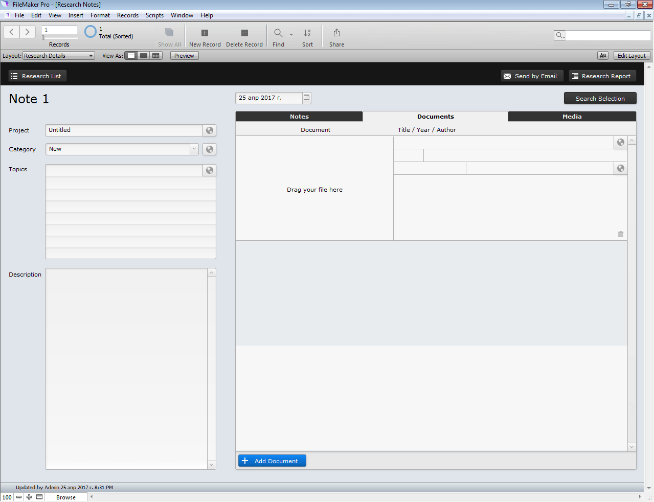 filemaker pro cloud import layout