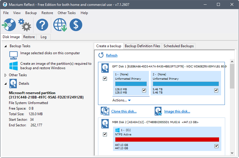macrium reflect cloning from ssd to hdd